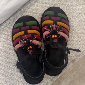 Farm Rio Colorful Beaded Sandals, 37